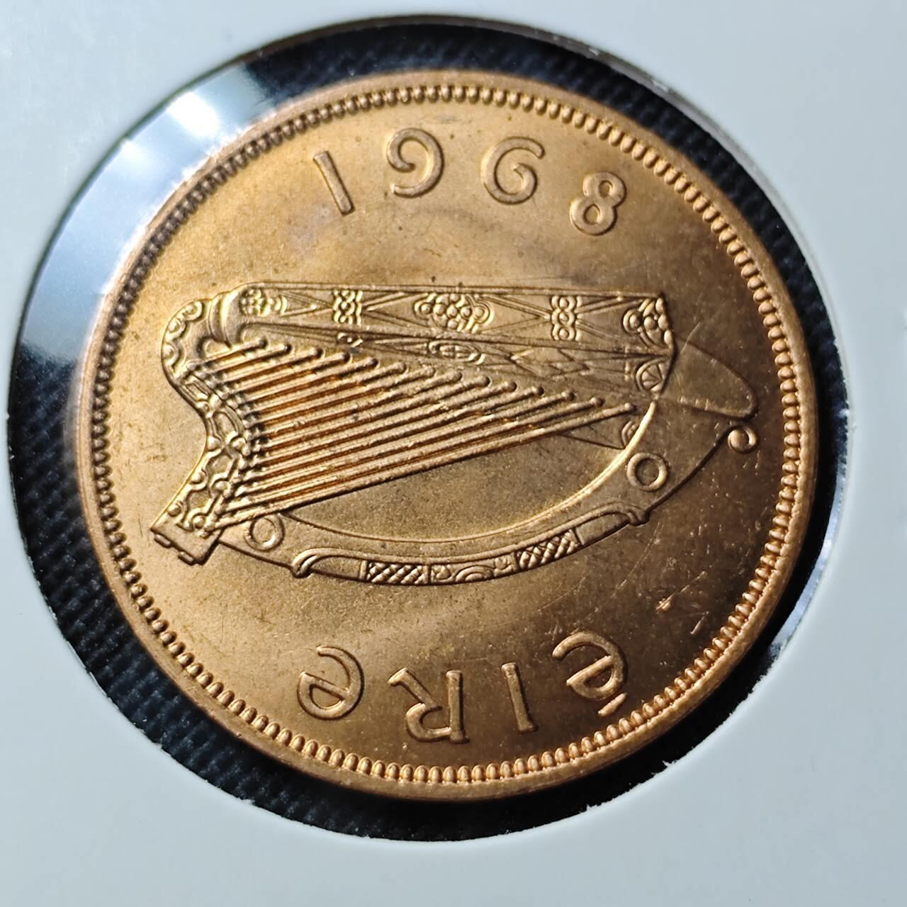 KK钱币收藏小铺  第412期 2月预留时间 周末发货 1968爱尔兰1便士 母鸡铜币