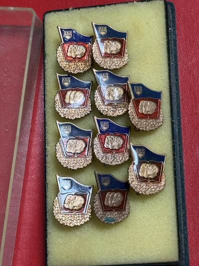 韵星假日军品类拍卖第50期 - 民主德国铜级自由德国青年团表彰良好知识证章十枚