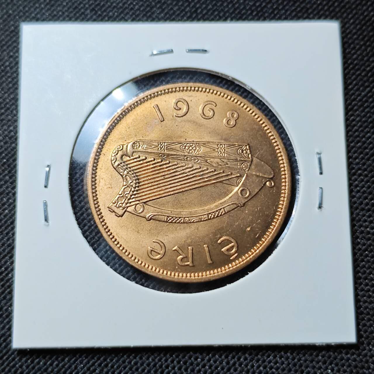 KK钱币收藏小铺  第412期 2月预留时间 周末发货 1968爱尔兰1便士 母鸡铜币