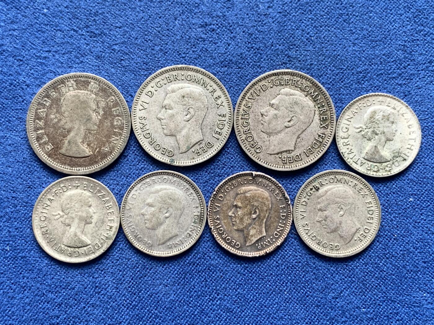 《竞宝斋》第476场 周日，周一 2场连拍 （全场包邮）欢迎送拍 八枚一组 英系银币 500银 总重约15.4g