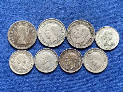 《竞宝斋》第476场 周日，周一 2场连拍 （全场包邮）欢迎送拍 - 八枚一组 英系银币 500银 总重约15.4g