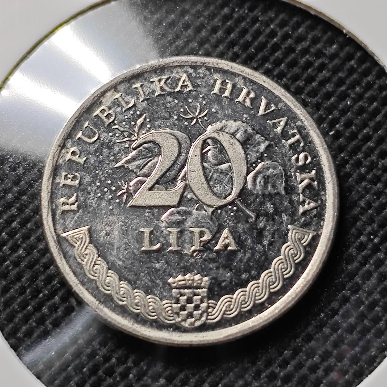 KK钱币收藏小铺  第412期 2月预留时间 周末发货 1994克罗地亚20利帕 偶年份