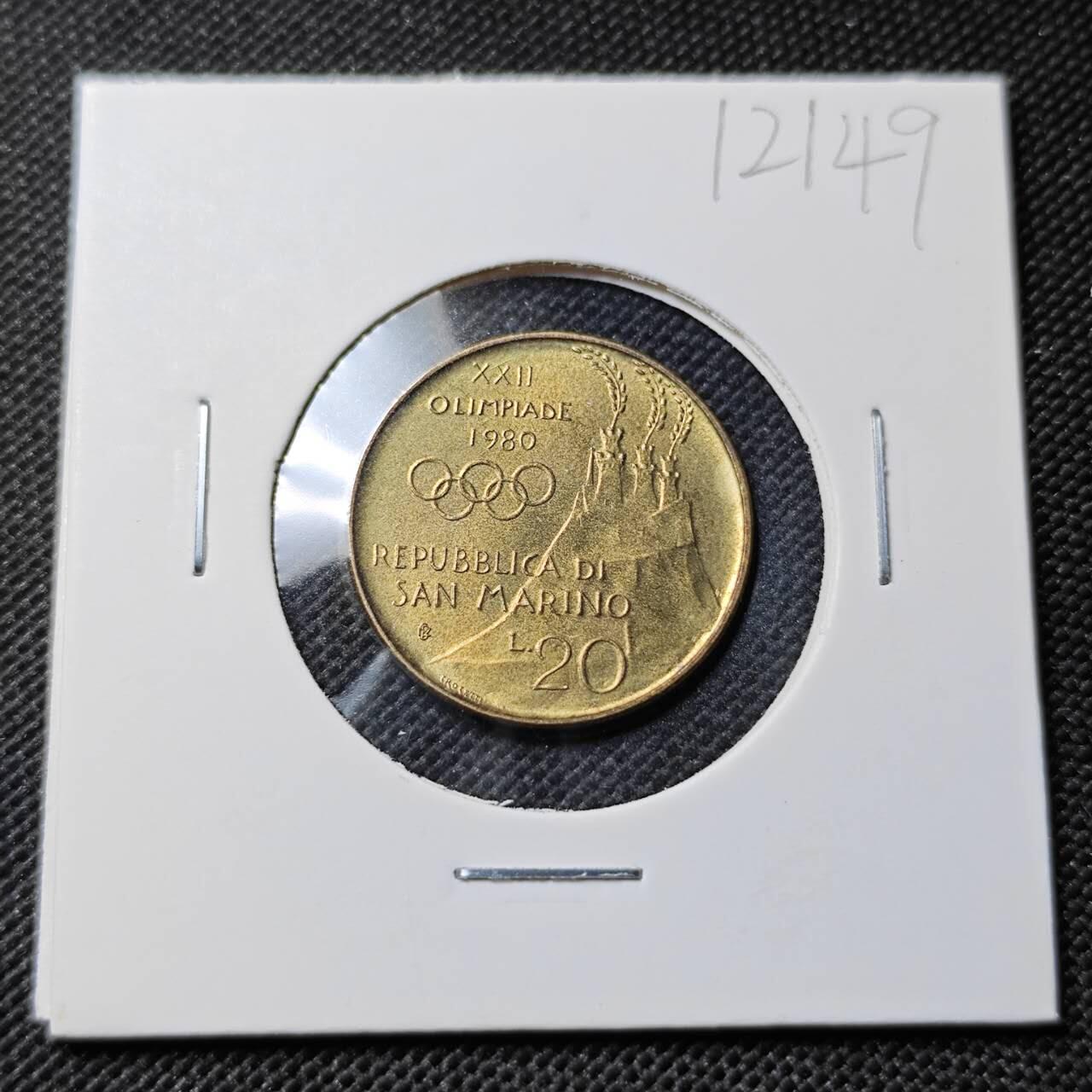 KK钱币收藏小铺  第412期 2月预留时间 周末发货 1980圣马力诺20里拉 奥运主题