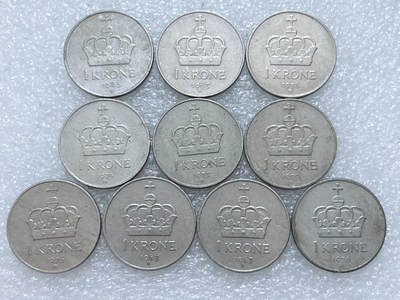 第一海外回流一元起拍收藏 散集专场  第310期 - 挪威1克朗硬币 10枚