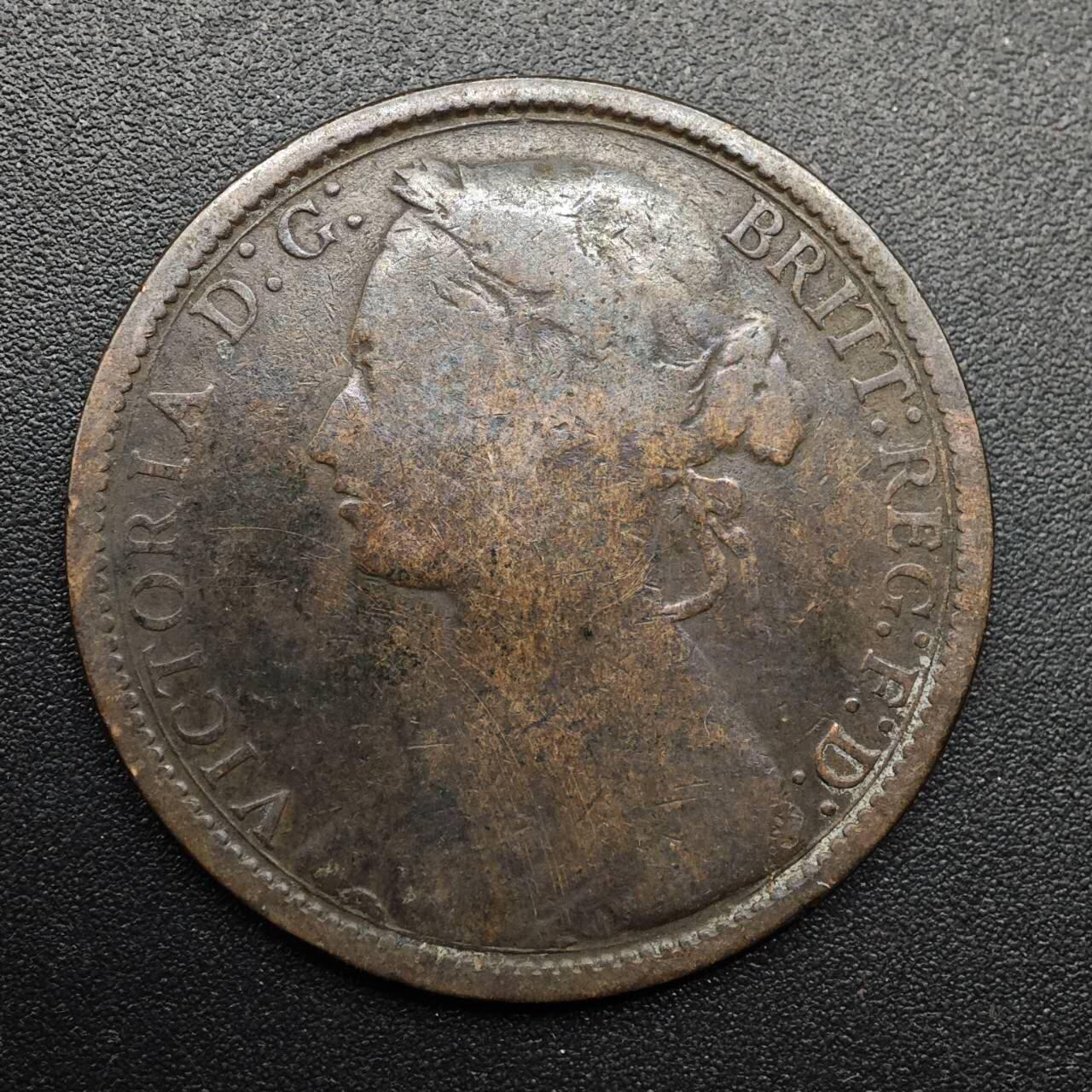 【淘币小摊】实时拍第八百八十六拍   散币场    每周一统一发货 英国1874年维多利亚一便士铜币