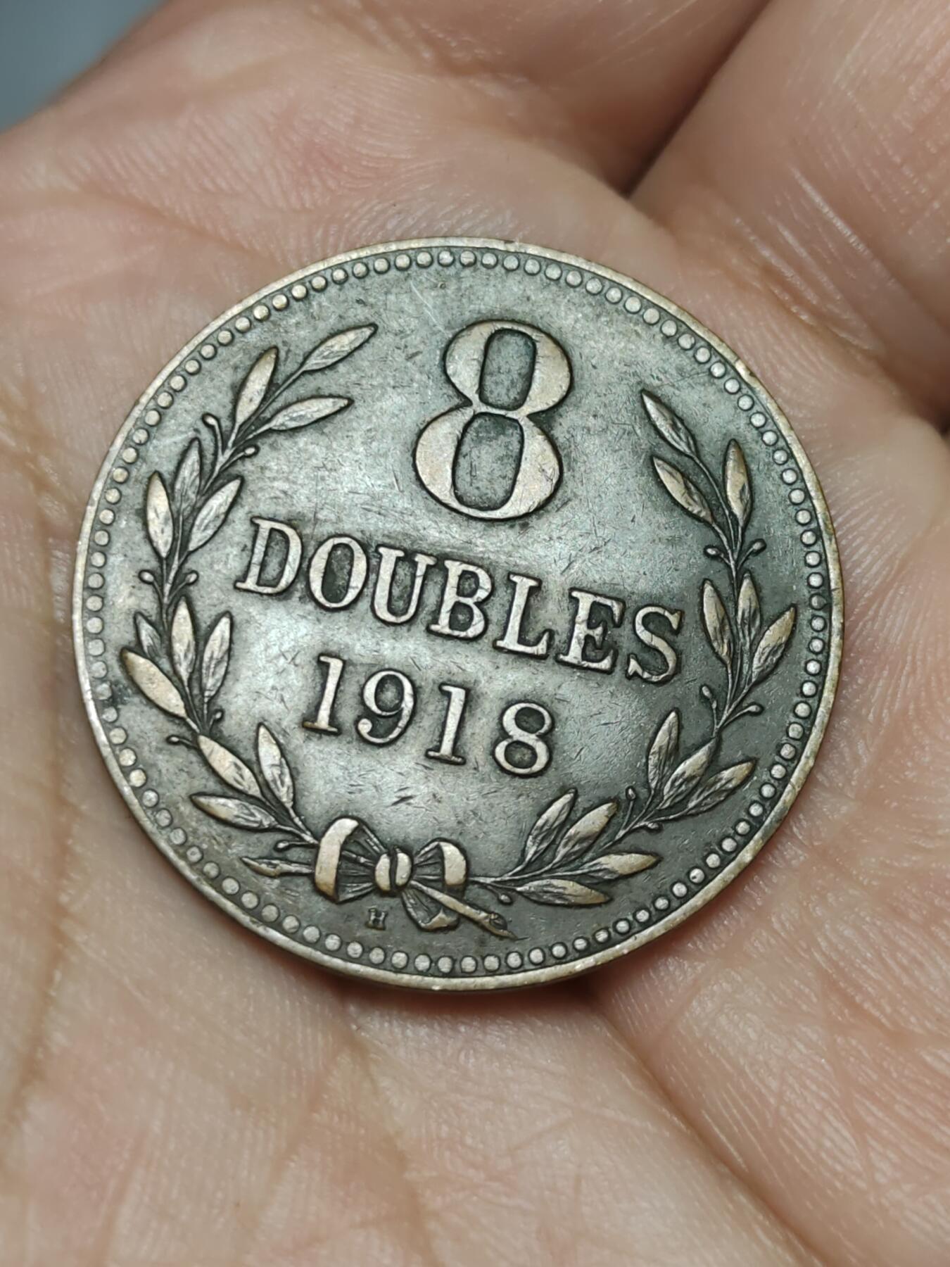 2026年第三十九场(总第二百零八场）外国好品散币场(免佣金) 英属根西岛🇬🇬1918年8道布(乔治五世时期，H标喜敦厂造)