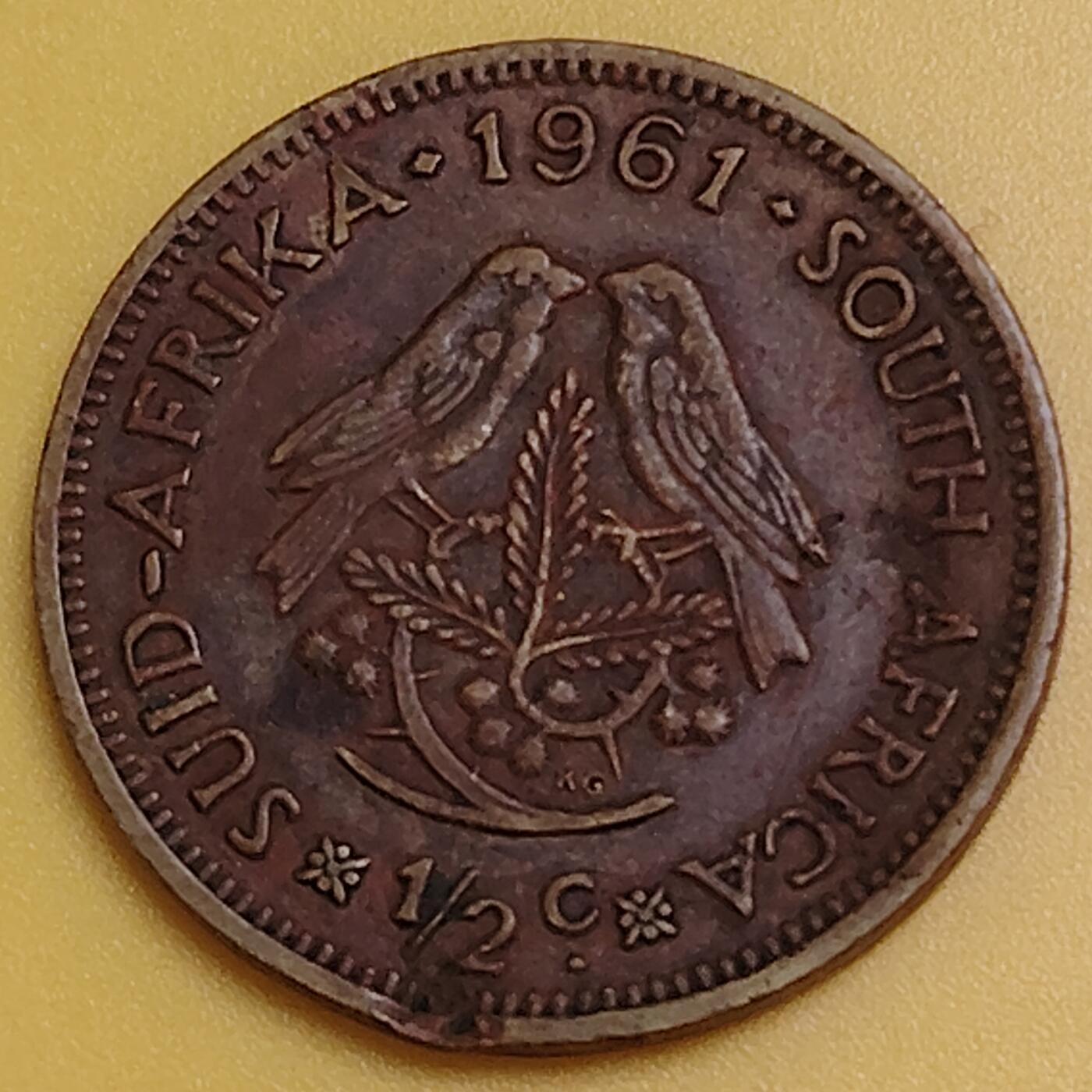 布加迪🐬～世界钱币(上海)🌾第 286 期 /  各国套币和散币 南非🇿🇦 1961年 1/2分