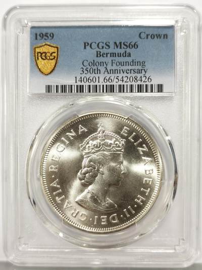 博洋堂世界钱币拍卖第167期（全场包邮） - PCGS MS66 英属百慕大1959年伊丽莎白二世发现百慕大350周年1克朗纪念银币-2