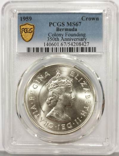 博洋堂世界钱币拍卖第167期（全场包邮） - PCGS MS67 英属百慕大1959年伊丽莎白二世发现百慕大350周年1克朗纪念银币-2