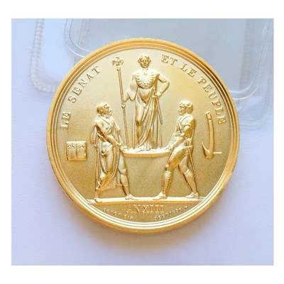 【艺术】法国艺术大章纪念1804年 拿破仑登基+雄鹰高浮雕精制大镀金章 40MM - 【艺术】法国艺术大章纪念1804年 拿破仑登基+雄鹰高浮雕精制大镀金章 40MM