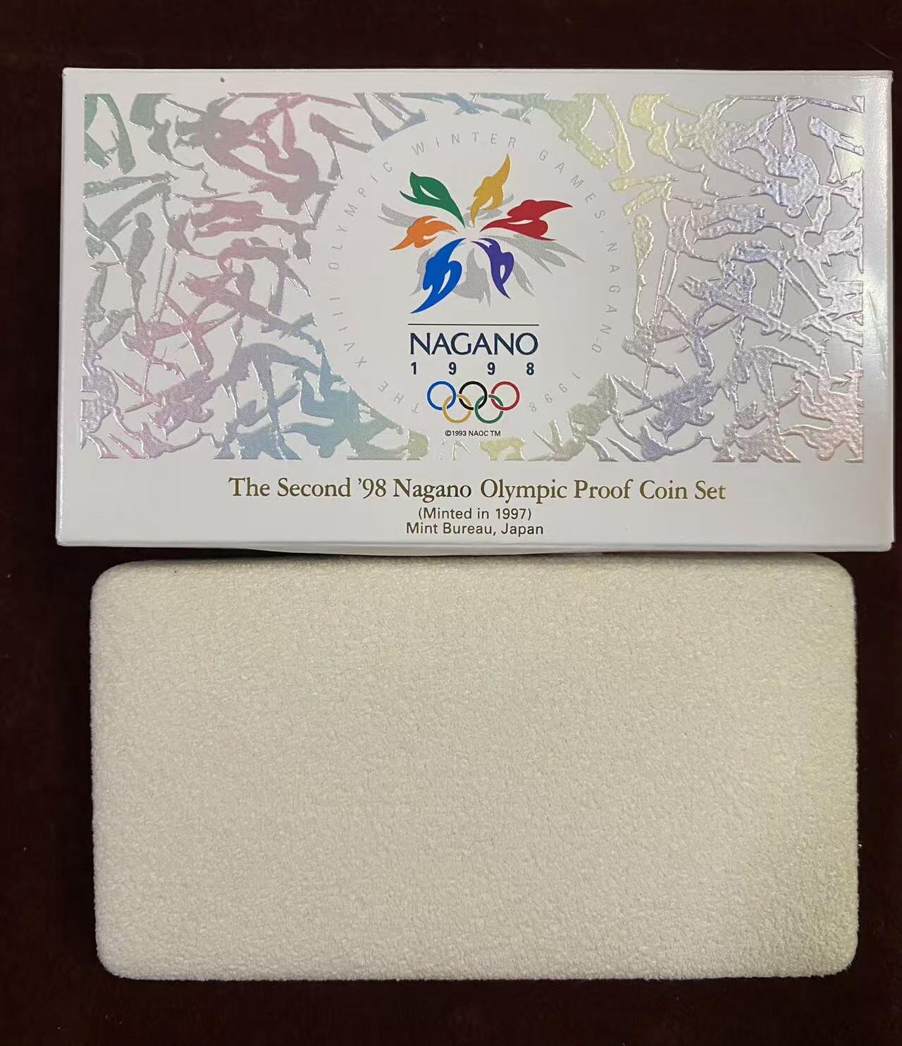 日日生财—方圆世界（全场包邮）第二场 长野冬季奥运会纪念币（平成九年铭牌）5000日元银币 925银 15克｜500日元 75%白铜 7.2克