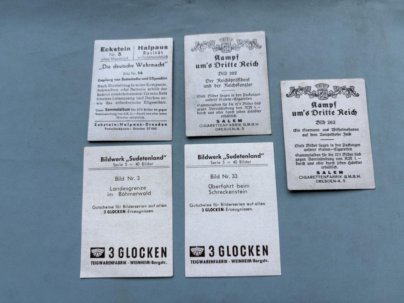 盛世勋华——号角文化勋章邮票专场拍卖第311期 德国1939宣传卡一组5枚，包括为德国而战，苏台德，国防军三个主题