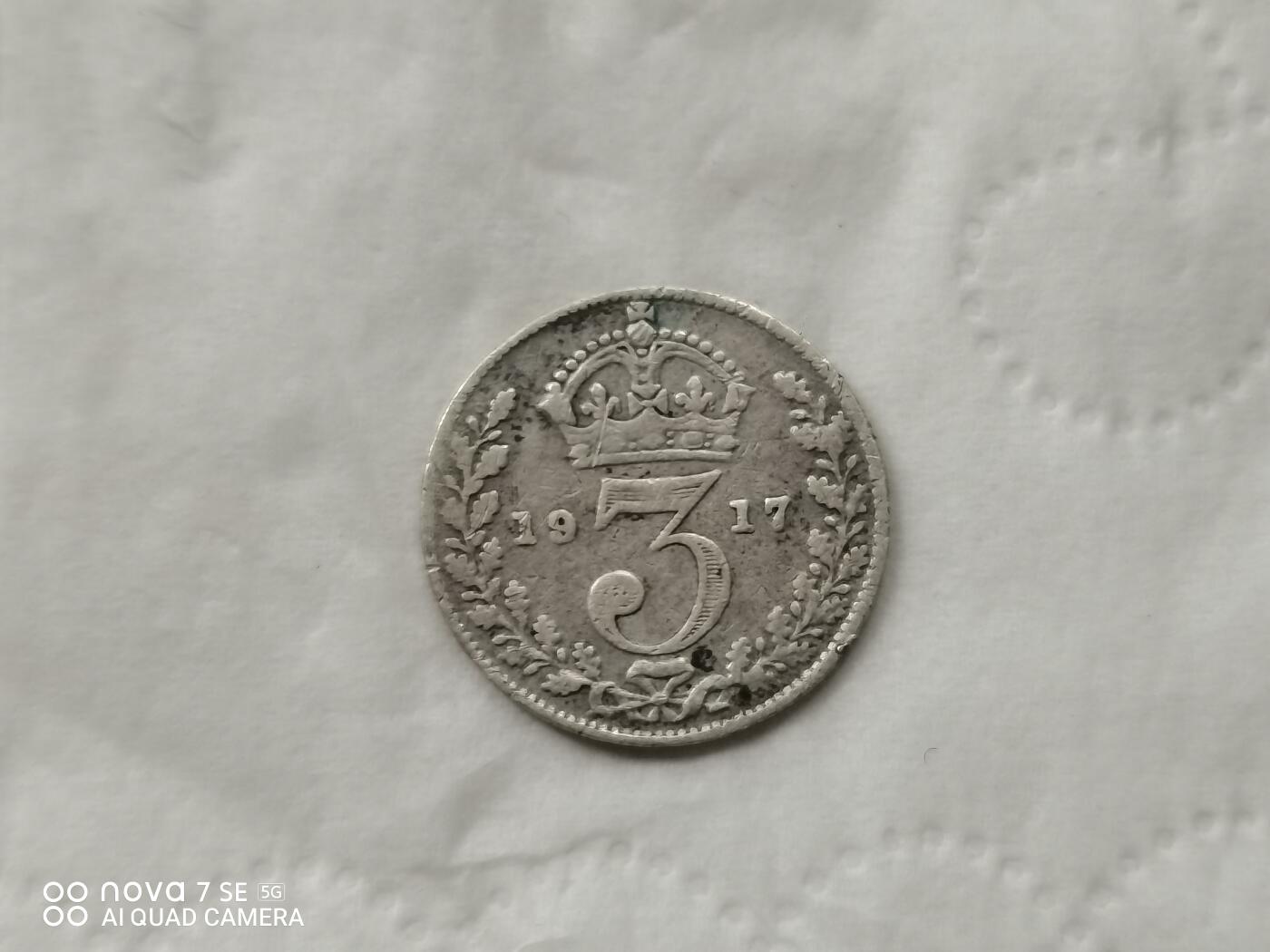 银币 1917年英国三便士小银币