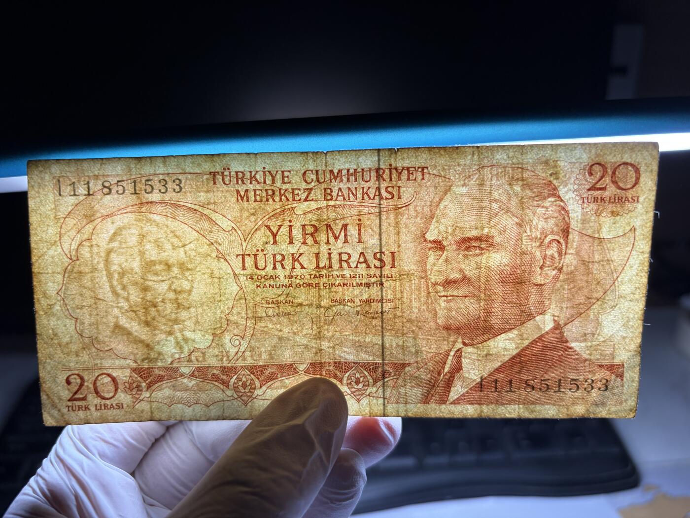 2026年集古藏今外币拍卖第三期-第10场—（总第320拍-纸币专场），本期拍完结算一次，发货时间2-3天，休息几天后继续新的一期拍卖。 1970年土耳其20里拉