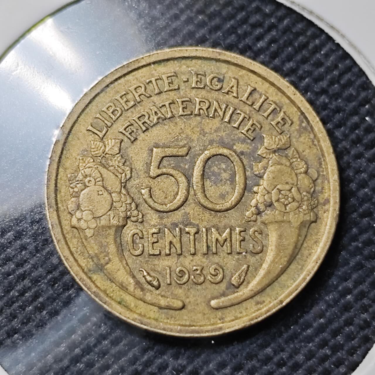 KK钱币收藏小铺  第412期 2月预留时间 周末发货 1939法国50分 