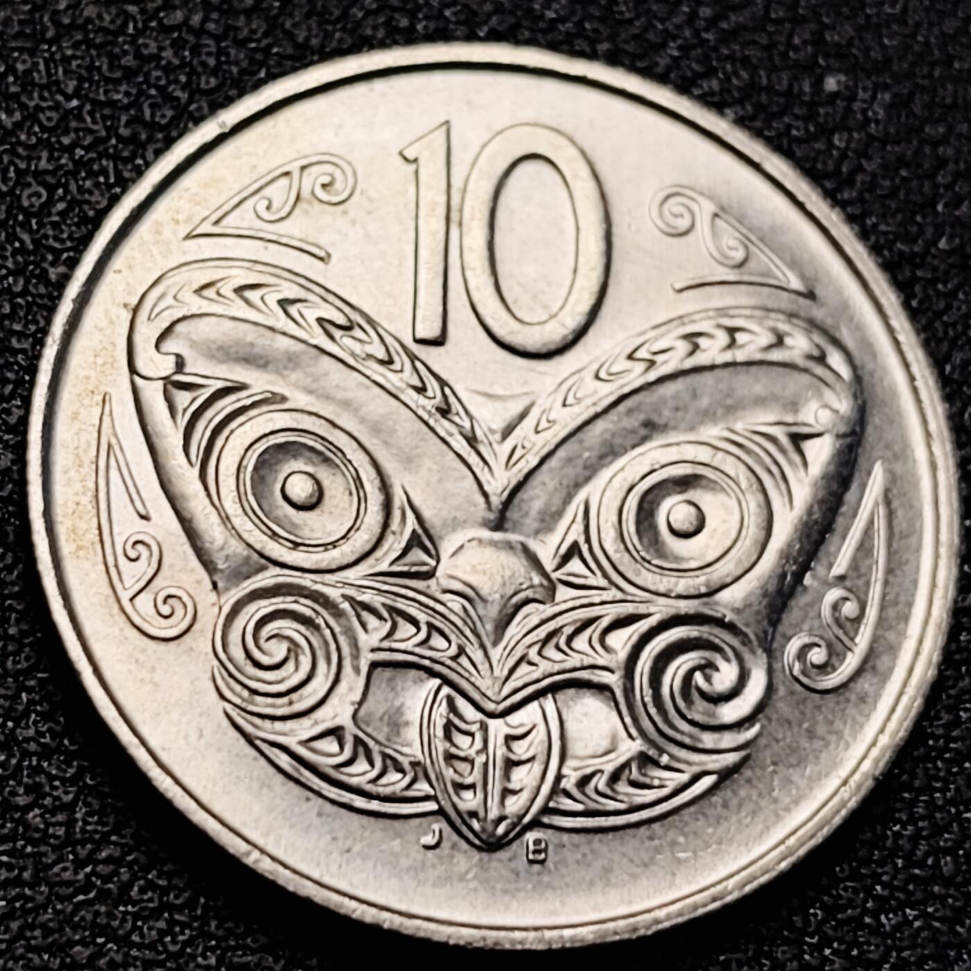 泉币菌-第218场-拍品多 请提前出价 原光美品 英属新西兰 10分硬币 毛利人面具 伊丽莎白二世 女王24mm