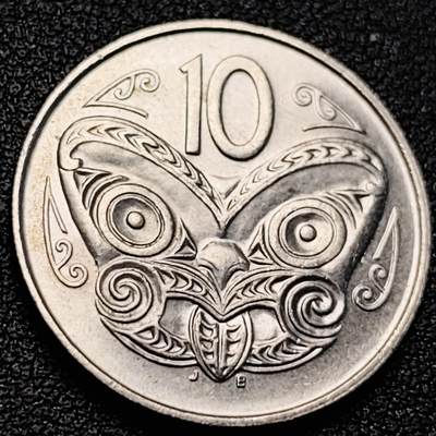 泉币菌-第218场-拍品多 请提前出价 - 原光美品 英属新西兰 10分硬币 毛利人面具 伊丽莎白二世 女王24mm