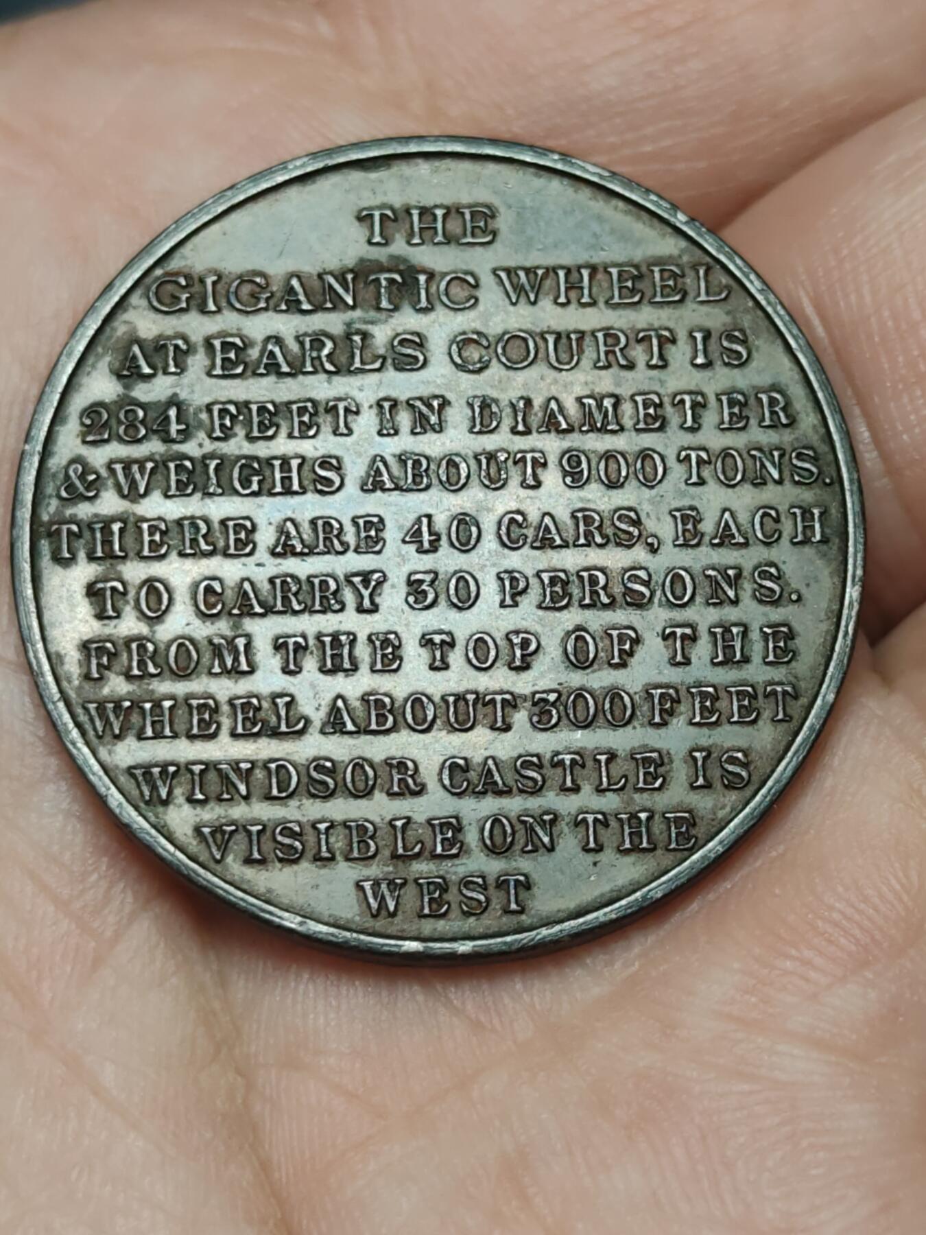 2026年第三十九场(总第二百零八场）外国好品散币场(免佣金) 好品–英国🇬🇧1899年纪念章(伦敦厄尔法院巨型摩天轮纪念章，Spink铸造发行，维多利亚时代经典旅游纪念章)