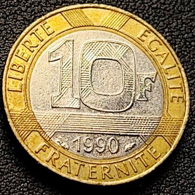 泉币菌-第218场-拍品多 请提前出价 - 1990年 法国10法郎双色币 天使 小飞人 自由保护神 23mm 入欧前末版币 绝版币 