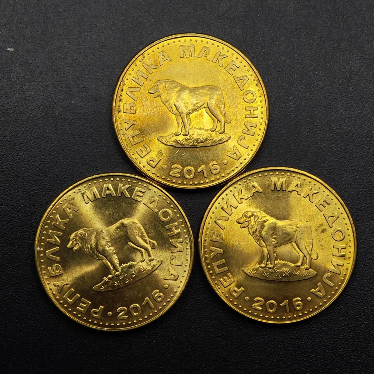 【淘币小摊】实时拍第八百八十六拍   散币场    每周一统一发货 马其顿2016年1第纳尔铜币3枚