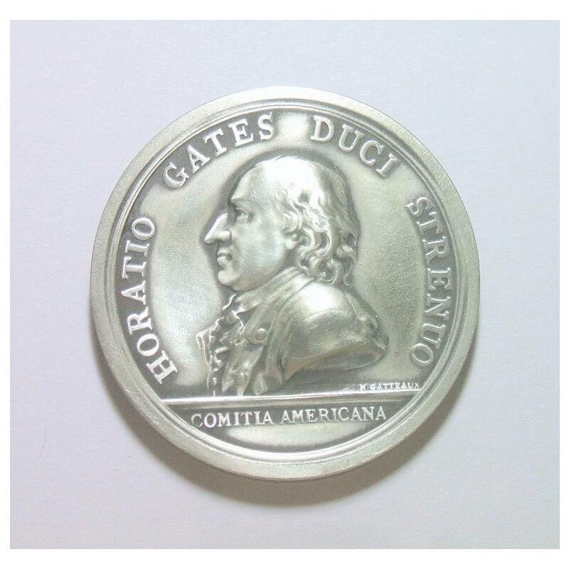 美国纪念1777年 盖茨将军萨拉托加战役高浮雕精制大铜章 40MM