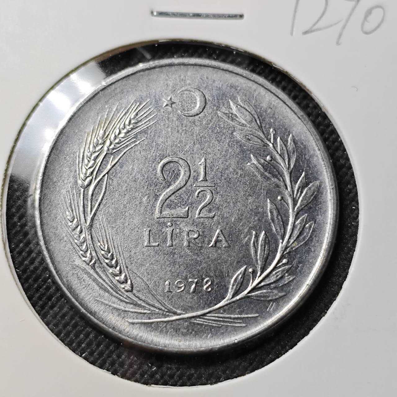 KK钱币收藏小铺  第412期 2月预留时间 周末发货 1972土耳其2.5里拉 