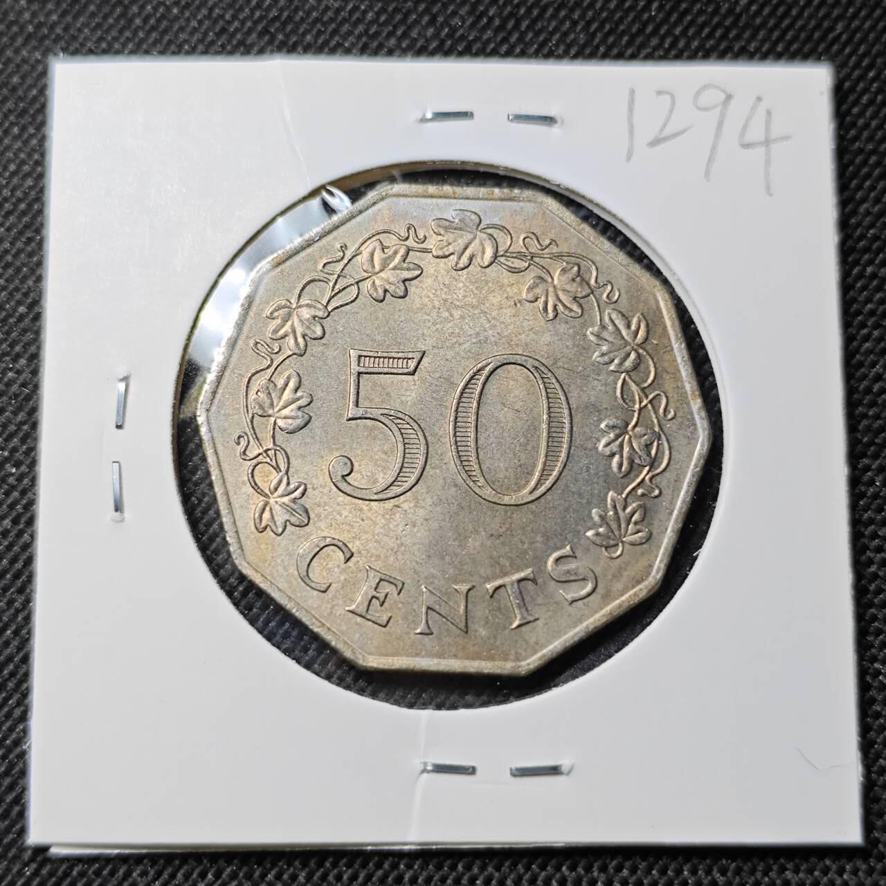 KK钱币收藏小铺  第412期 2月预留时间 周末发货 1972马耳他50分 好品