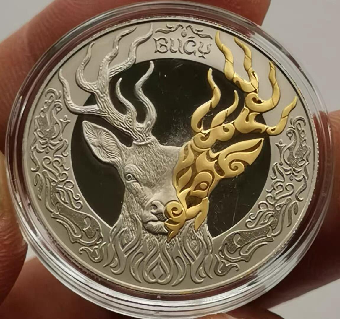 精品币专拍场 动物图腾系列-羚羊 哈萨克斯坦 2020年200坚戈 精制 纪念币 带盒
