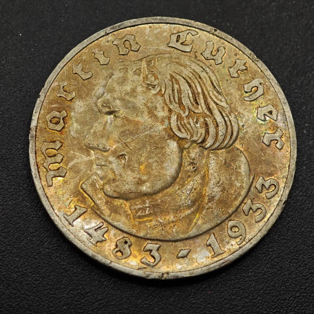 【淘币小摊】实时拍第八百八十五拍   小银币场    每周一统一发货 德国1933年马丁·路德诞辰450周年2马克银币