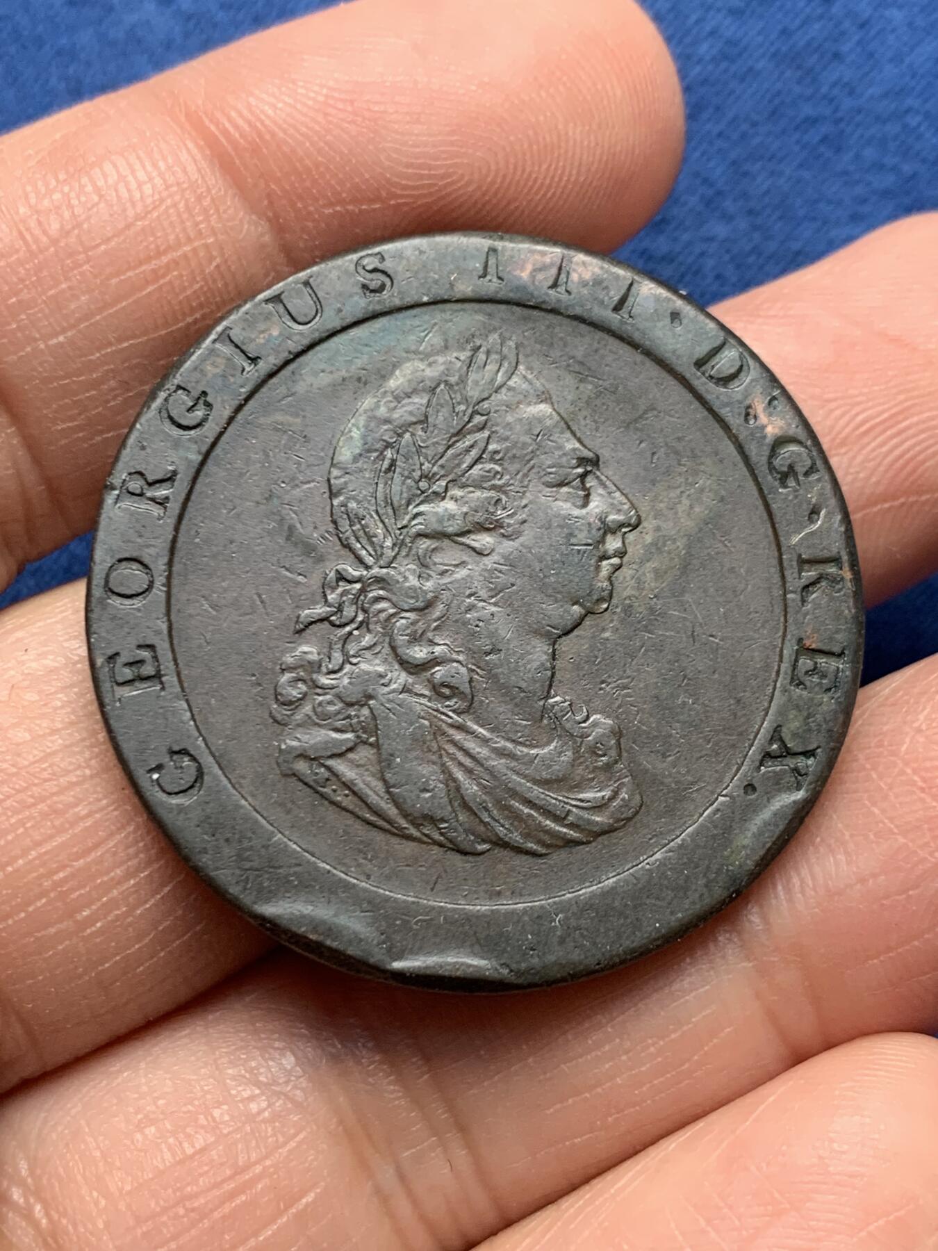 《竞宝斋》第476场 周日，周一 2场连拍 （全场包邮）欢迎送拍 英国1797年乔治三世车轮1便士铜币