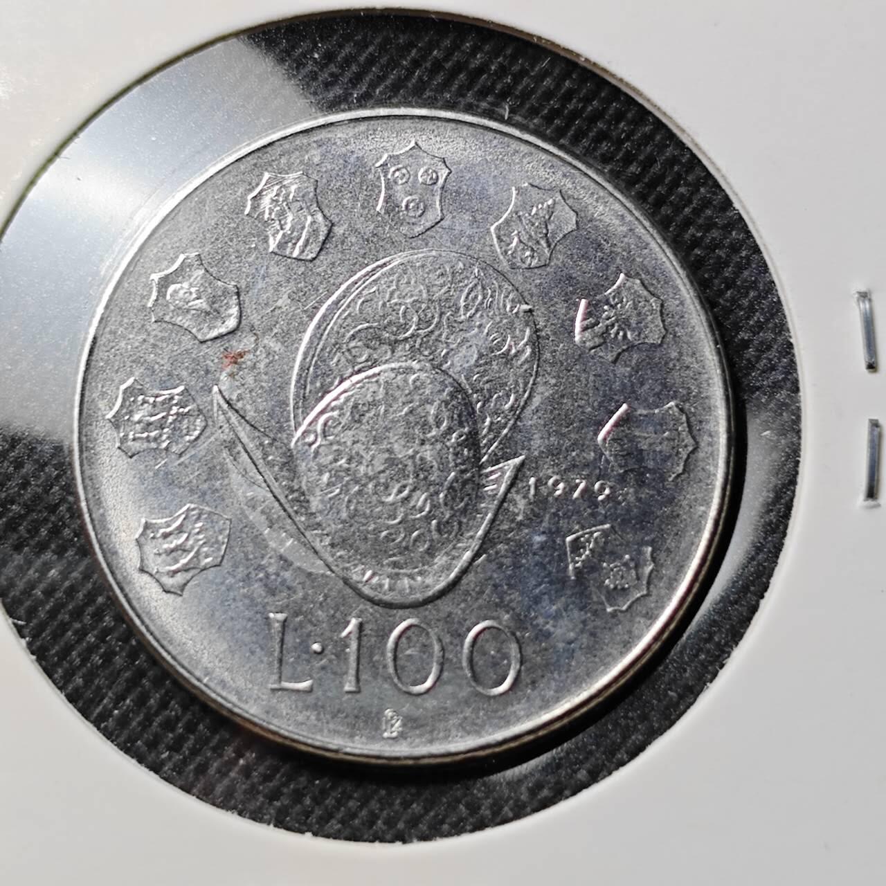 KK钱币收藏小铺  第412期 2月预留时间 周末发货 1979圣马力诺100里拉 