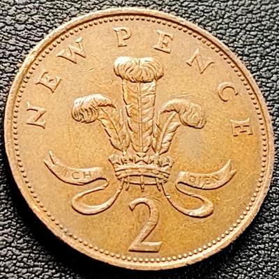 泉币菌-第218场-拍品多 请提前出价 - 1980年 英国2便士铜币 威尔士皇冠 25.9mm