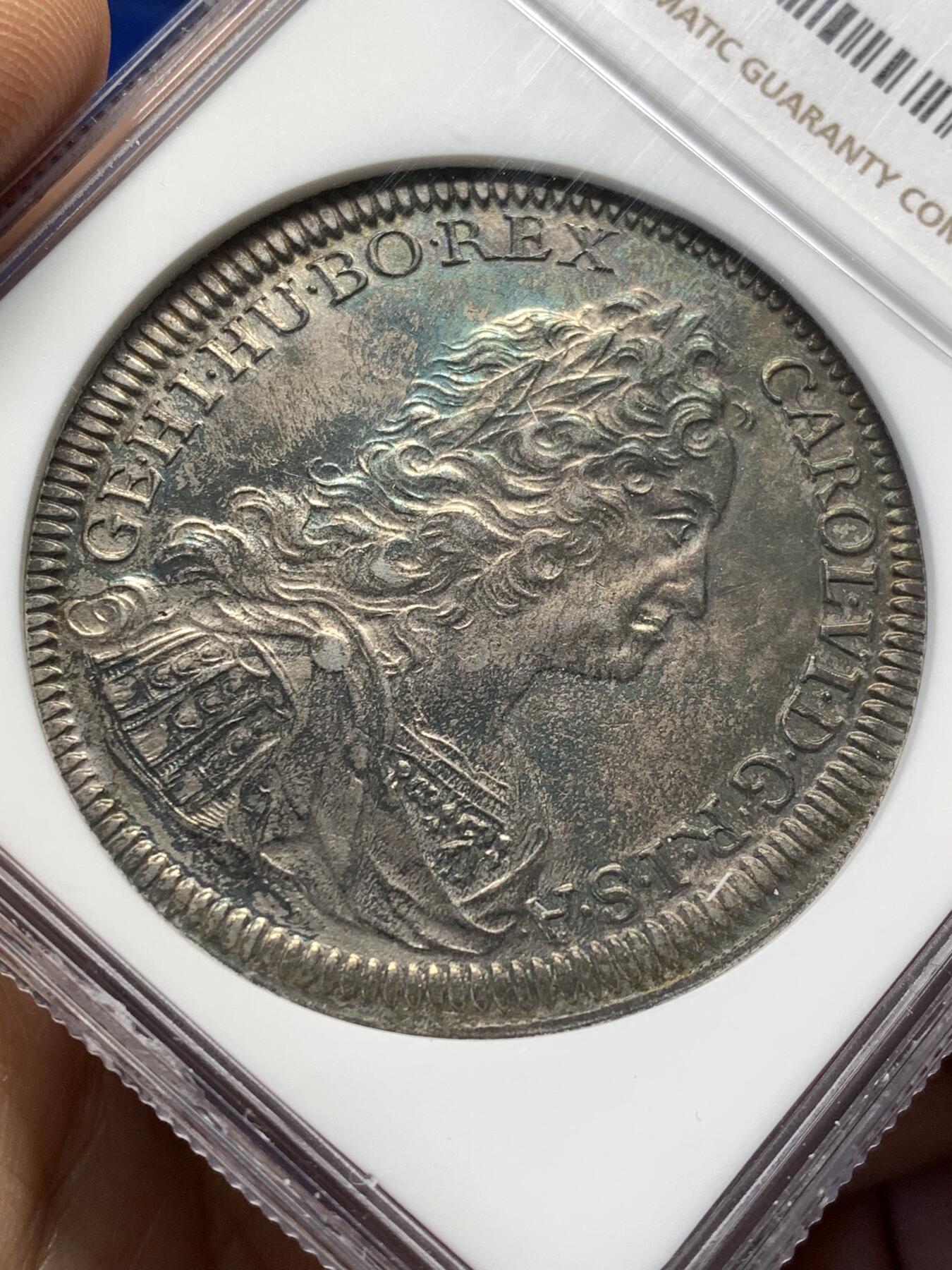 《竞宝斋》第476场 周日，周一 2场连拍 （全场包邮）欢迎送拍 NGC MS61 奥地利 1733年 查理六世 1泰勒银币 欧洲老五彩