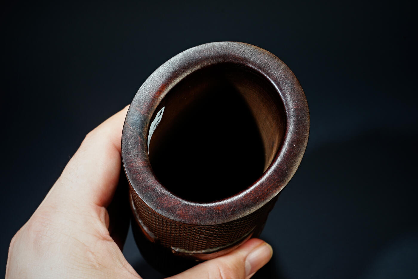 上海都达杂项专场六十七【全场包邮】 清代老黄杨木精雕《五牛图》笔筒95-4