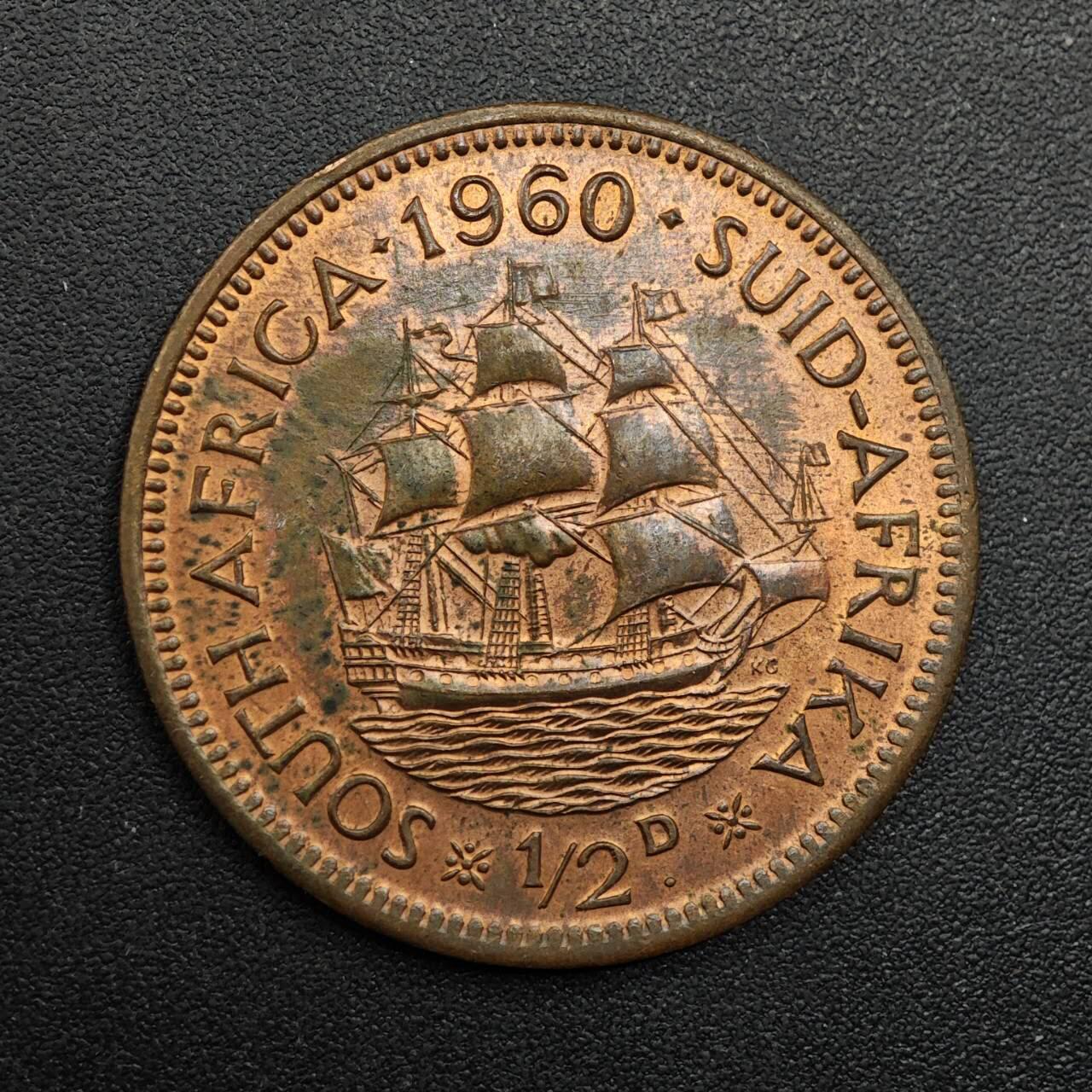 【淘币小摊】实时拍第八百八十六拍   散币场    每周一统一发货 南非1960年1/2分铜币