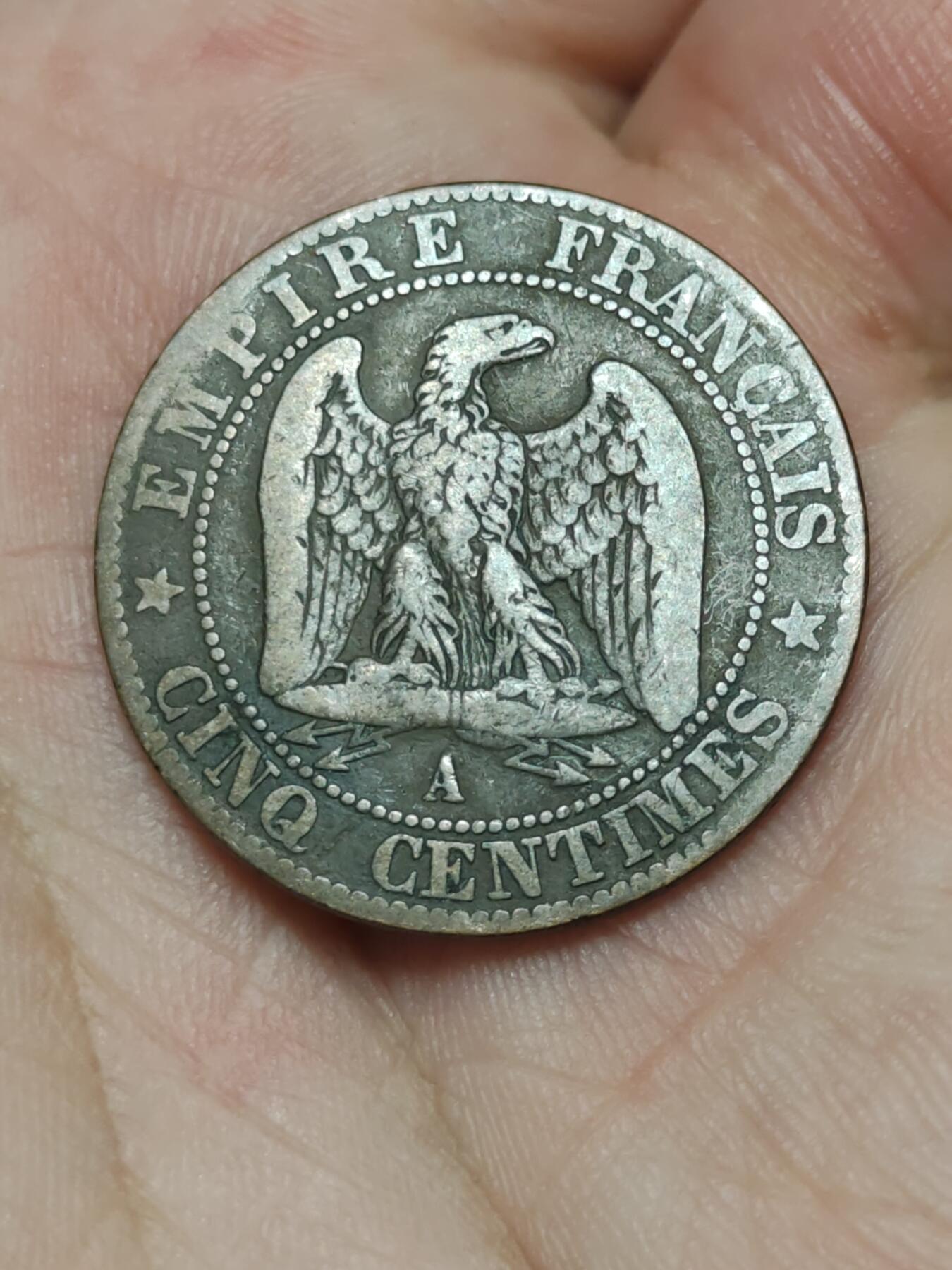 2026年第三十九场(总第二百零八场）外国好品散币场(免佣金) 法兰西第二帝国1857年5生丁(拿破仑三世第一版，A标巴黎造)