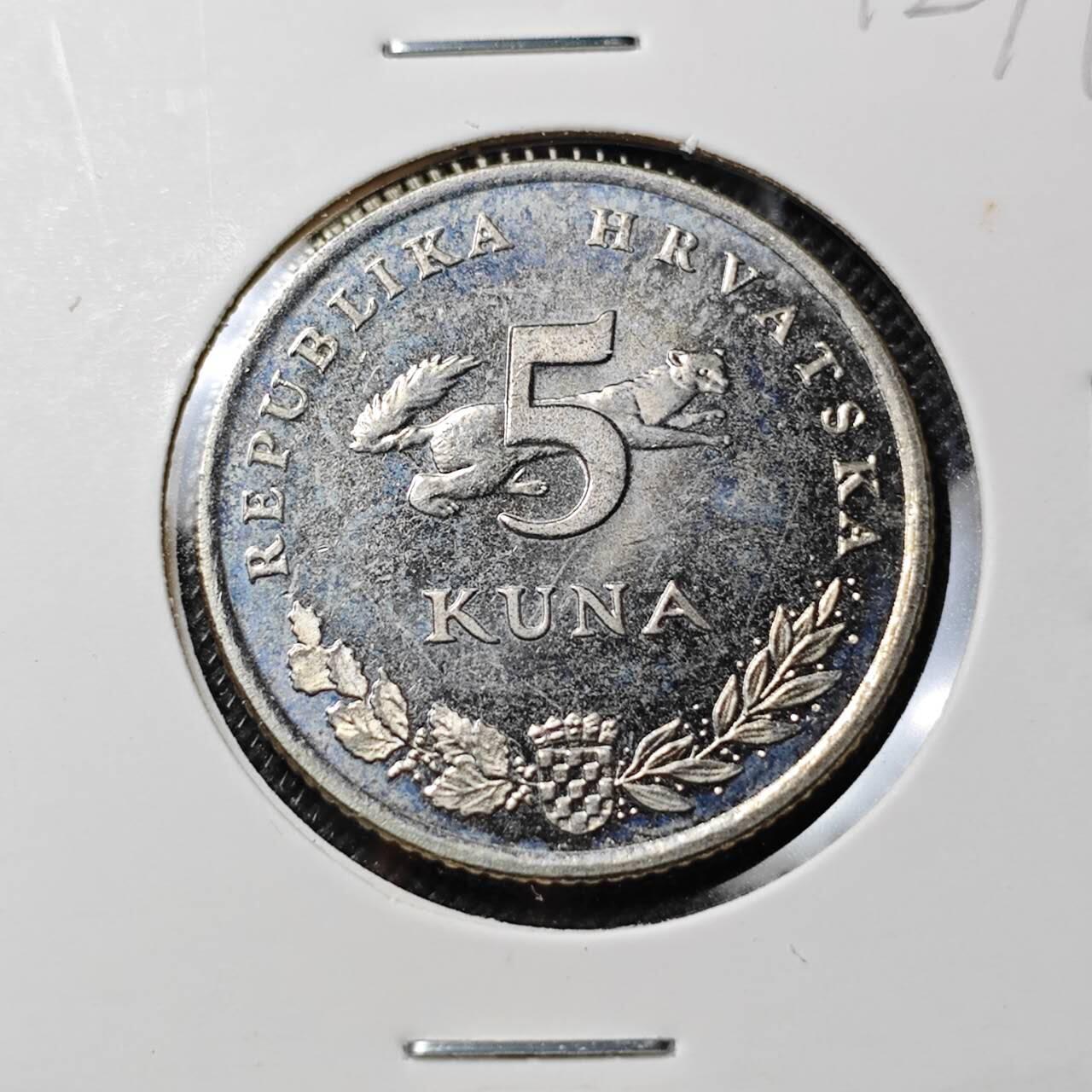 KK钱币收藏小铺  第412期 2月预留时间 周末发货 1994克罗地亚5库纳 偶年份少见