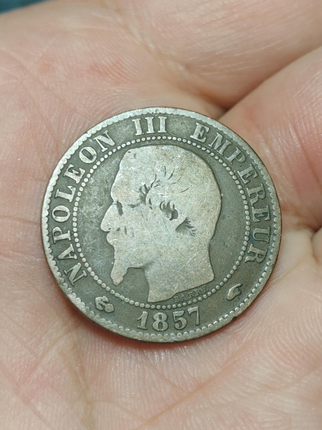 2026年第三十九场(总第二百零八场）外国好品散币场(免佣金) 法兰西第二帝国1857年5生丁(拿破仑三世第一版，A标巴黎造)