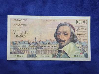 3月29号晚上8点 外国纸币自动截拍第48场 - 1000法郎稀少原票