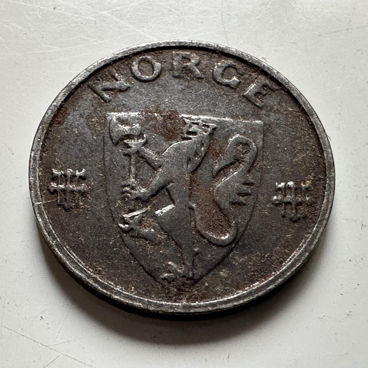 🌹外币初藏🌹🐯2026年第35场   每周二四六晚8️⃣点 接代拍 德占挪威1942年1欧尔 铁币