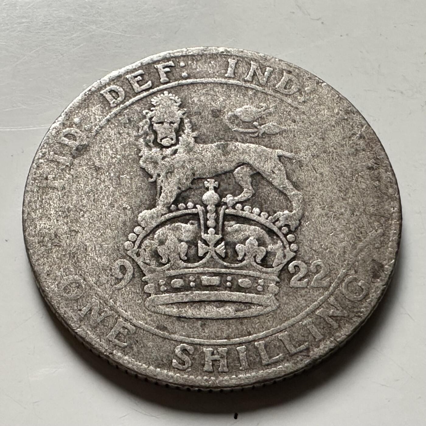 🌹外币初藏🌹🐯2026年第36场   每周二四六晚8️⃣点 接代拍 英国 1922年1先令银币 50%银-5.66g-23.5mm d