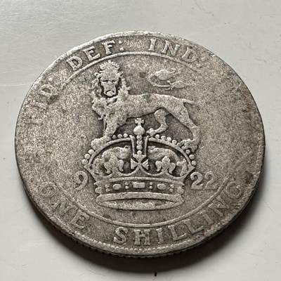 🌹外币初藏🌹🐯2026年第36场   每周二四六晚8️⃣点 接代拍 - 英国 1922年1先令银币 50%银-5.66g-23.5mm d