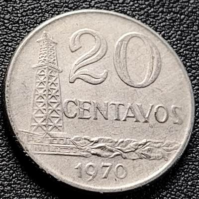 泉币菌-第218场-拍品多 请提前出价 - 1970年 巴西20分铜镍币 25ｍｍ 石油井架