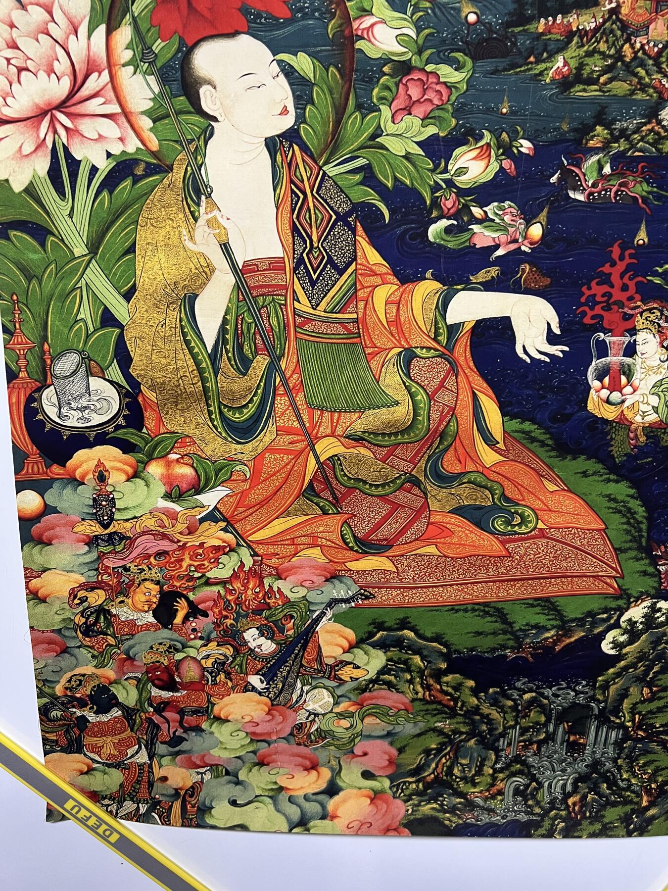 零元拍：唐卡装饰艺术复制画 （非原画）做旧工艺 名稱：米拉日巴尊者 规格：51✖️71 