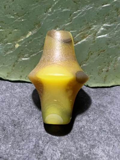 高玉化风化纹缠丝玛瑙随形碟珠一颗 - 高玉化风化纹缠丝玛瑙随形碟珠一颗