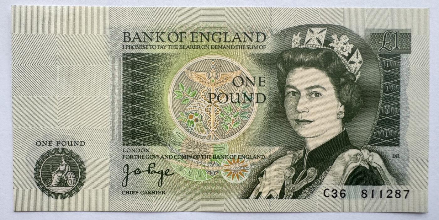 2026第6场（总第233期）：精品外钞、塑料钞靓号场  英国1978年版D序列1镑女王头像纸币UNC（377a首签）C冠全程无4
