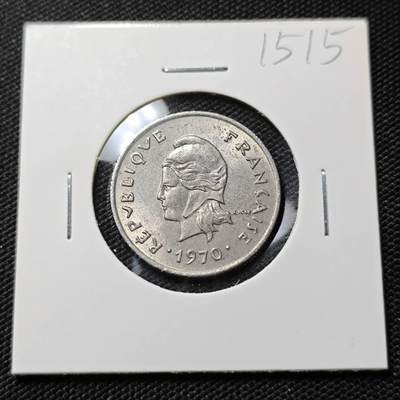 KK钱币收藏小铺  第415期 2月预留时间 周末发货 1970法属新赫里布里底10法郎