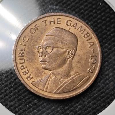 KK钱币收藏小铺  第415期 2月预留时间 周末发货 1974冈比亚1分铜币