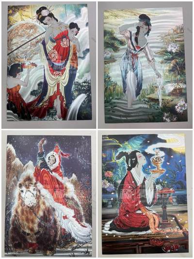 阳大大卡牌拍卖第107期（持续收拍品，周五晚上九点截拍，进群福利早知道） - 【A4粗闪】焱卡文化 彫仙 四大美人 貂蝉＋王昭君＋杨玉环＋西施  限编888/888 直播间打榜福利，非常稀缺