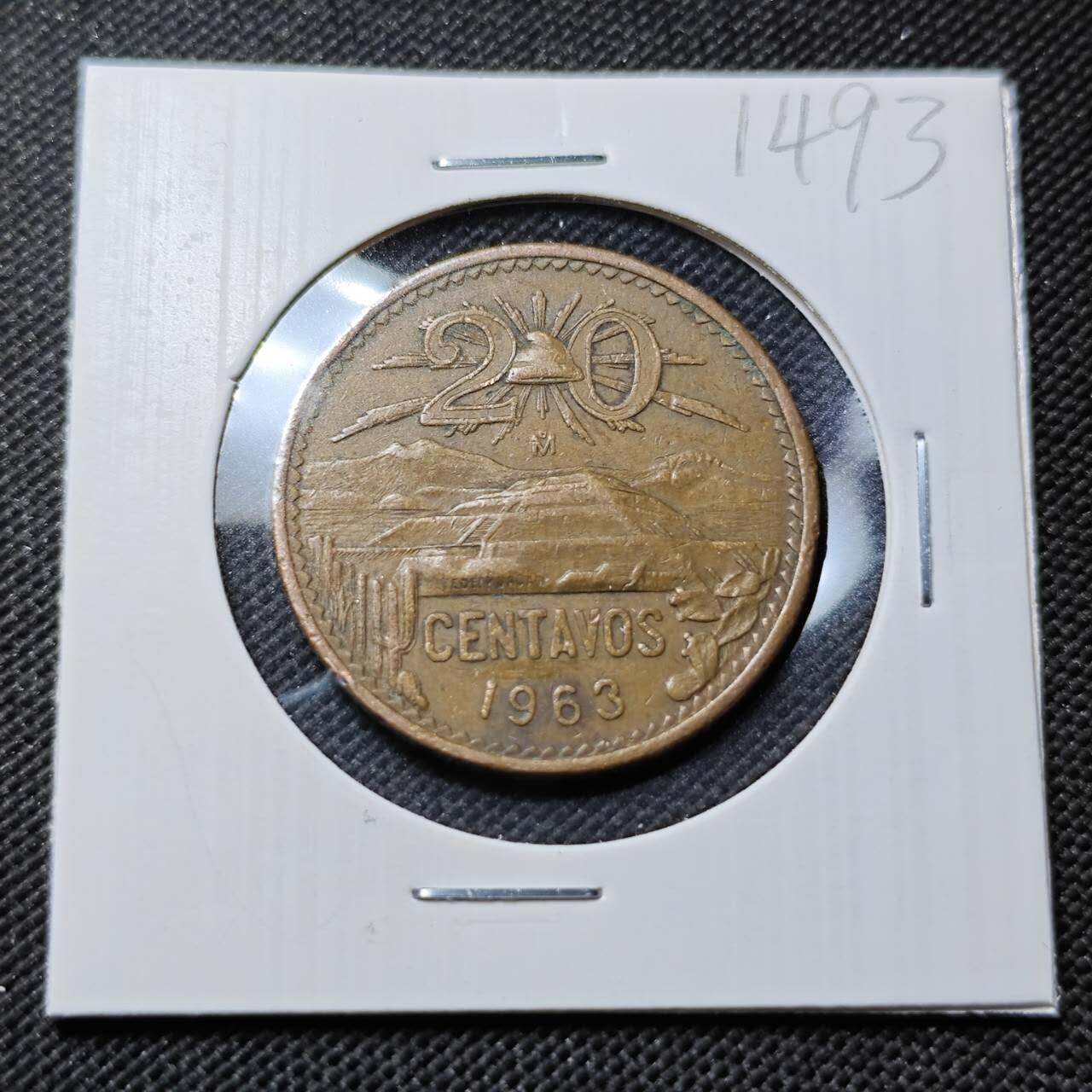 KK钱币收藏小铺  第414期 2月预留时间 周末发货 1963墨西哥20分 